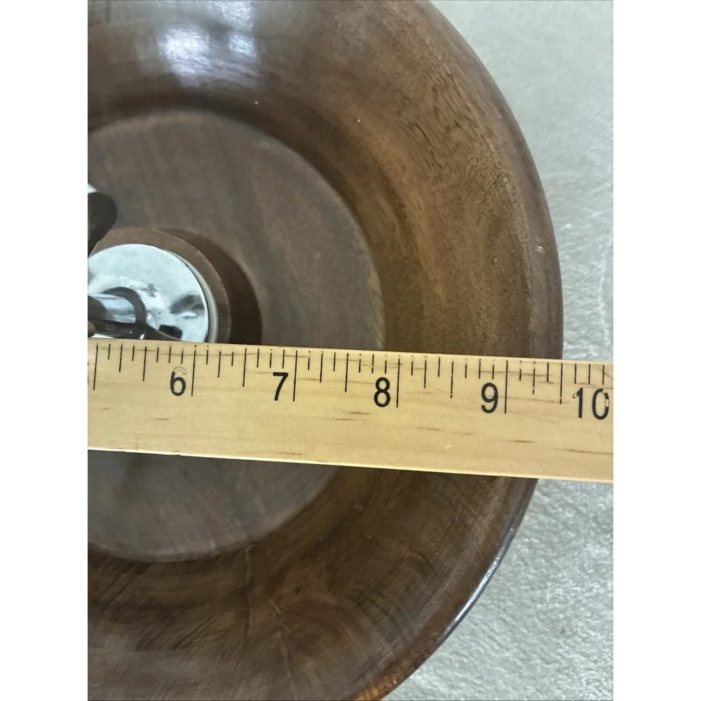 Vintage Nutcracker Bowl Walnut Brown Chrome 9.5